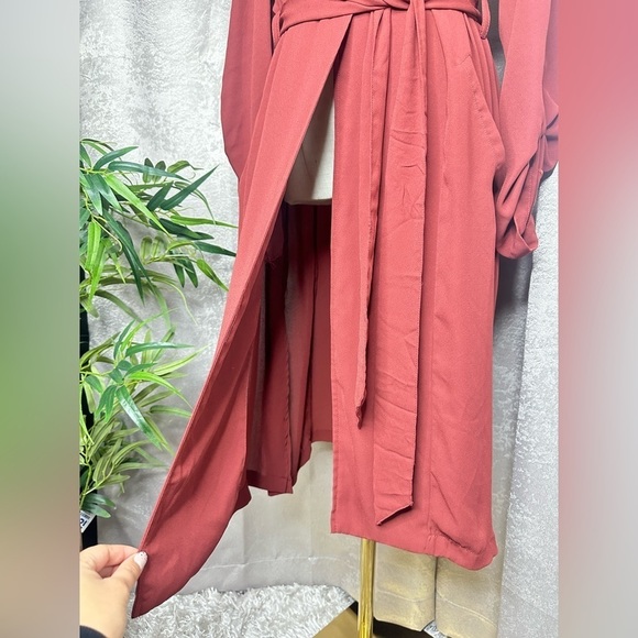 Torrid Belted Sheer Coat Roll-Tab Sleeve in Copper Sz 0/L - Picture 6 of 12